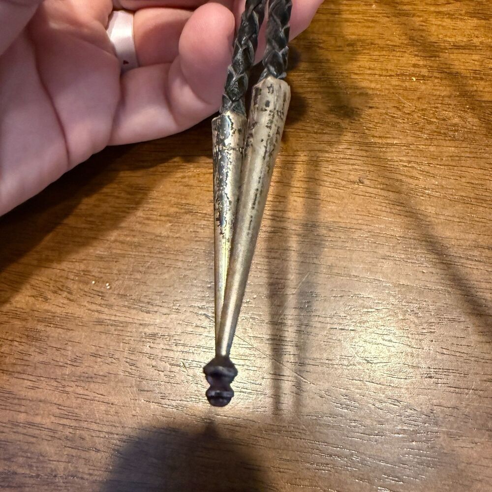Vintage Sterling Silver Black Stone Bolo Tie - Picture 3 of 9